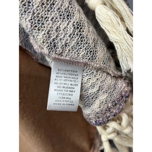 Umgee Sweater Womens medium/large open front sleeveless fringe waterfall - Picture 6 of 6